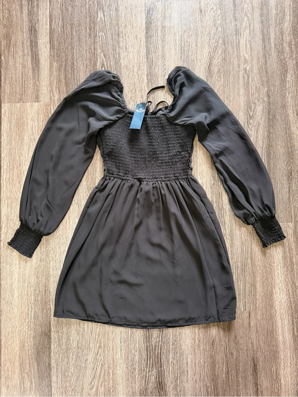 Hollister Black Long-Sleeve Square Neck Babydoll Dress size XS - Picture 12 of 12